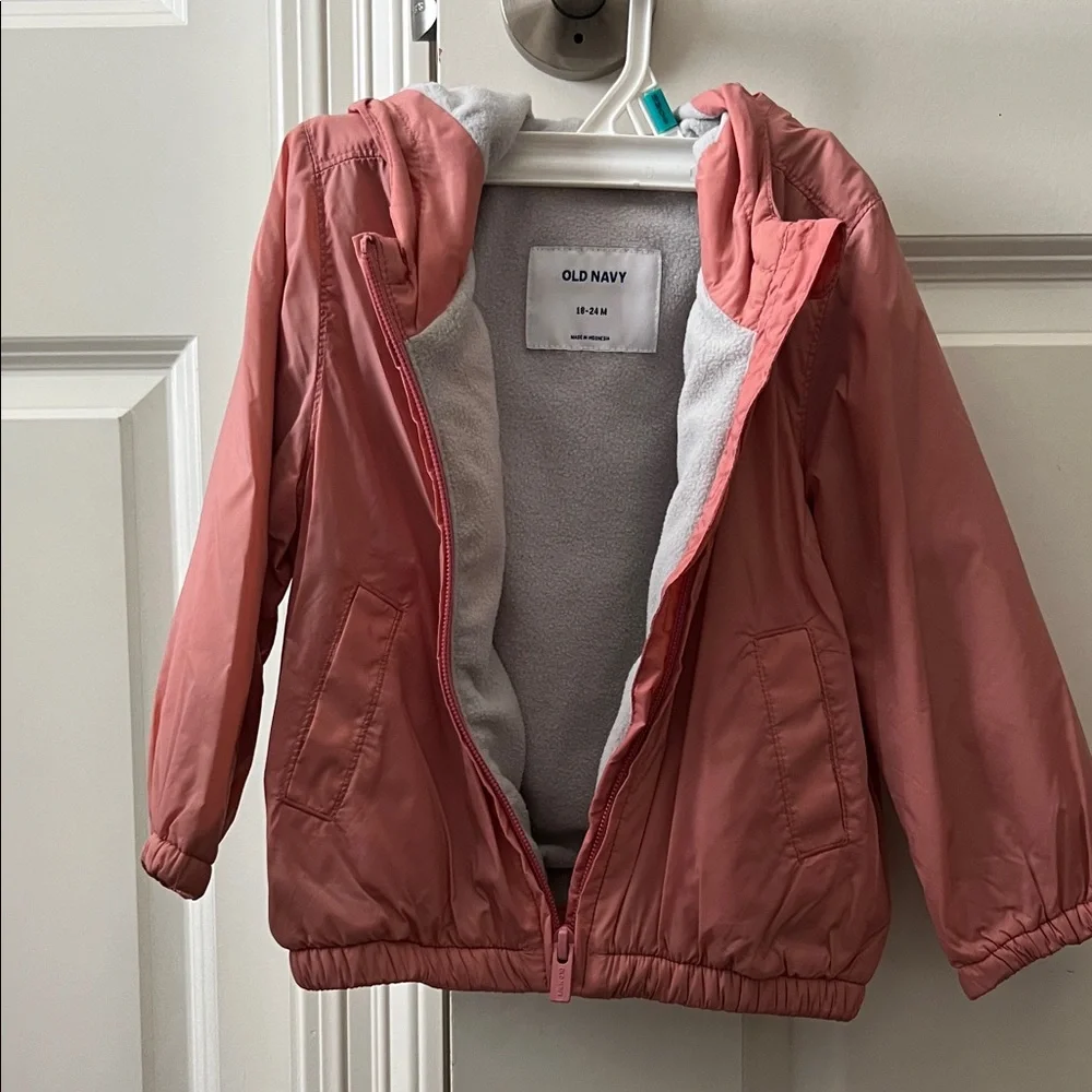 Old Navy 18-24M Kids Pink Water Resistant Zip Hooded Jacket
